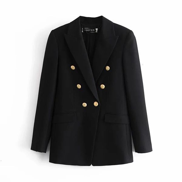 

Double-breasted New Black Woman Fall Winter 2021 Fashion Office Wear Women Jacket Vintage Long Sleeve Ladies Blazer Fbrs PE6Q, White;black