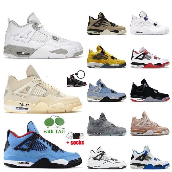 

basketball shoes 4s jumpman 4 pure money black cat bred cactus jack metallic purple red white oreo loyal blue men sports sneakers 36-47