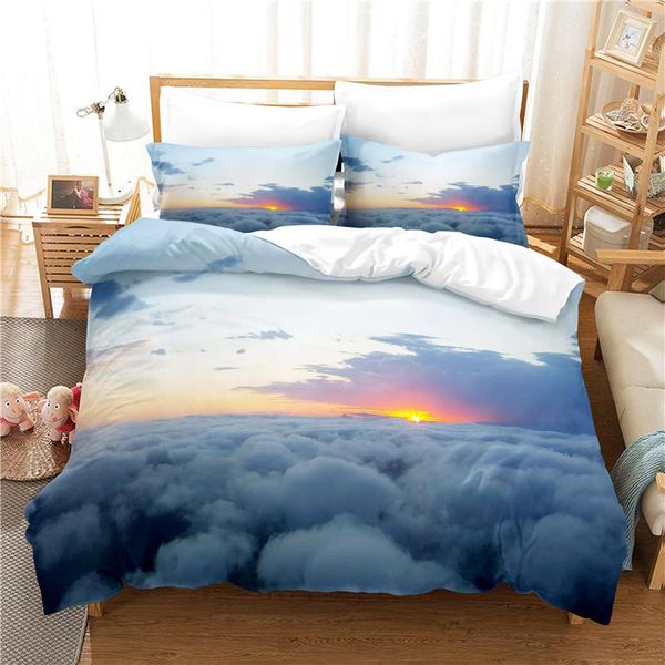 

bedding sets white clouds set duvet cover 3d digital printing bed linen  size fashion design