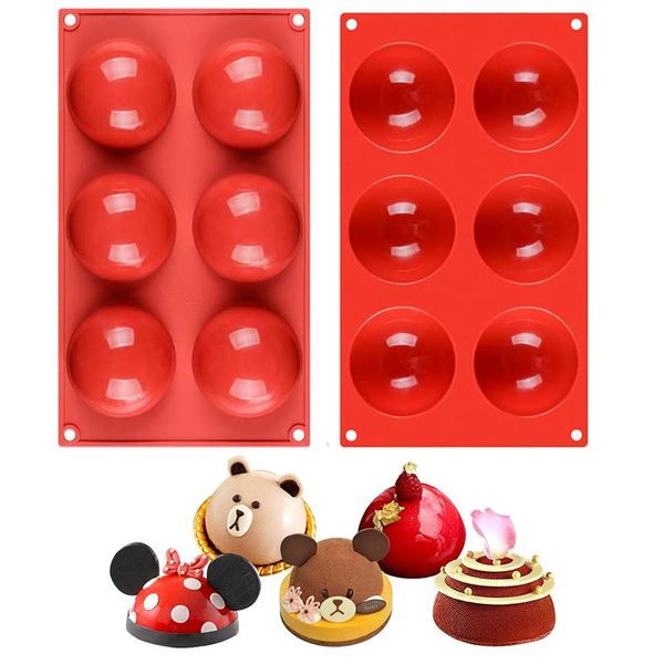 Metade Bolo Moldes Esfera Silicone para DIY Cozimento 3D Bola Desertos Redondos Pudim Mousse Mousse Mold Cozinha Acessórios