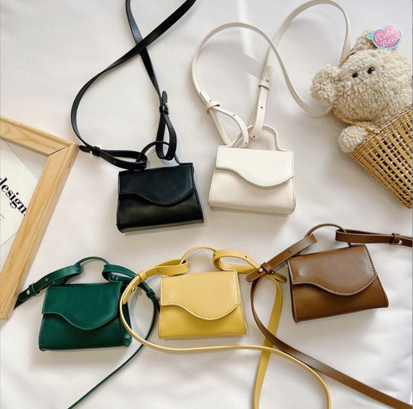 

children princess mini purse fashion retro kids pure color single shoulder bag baby girls pu zero wallet lipstick mini messenger bags f1040, White