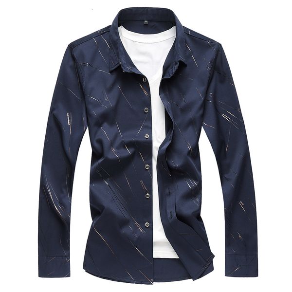 

2021 autumn new large size male fashion casual print long sleeve shirt brand men's clothing 5xl 6xl 7xl eeru, White;black