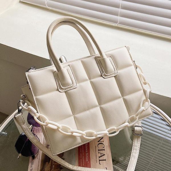 

shoulder bags lattice square tote bag 2021 fashion high-quality pu leather women's designer handbag high capacity messenger