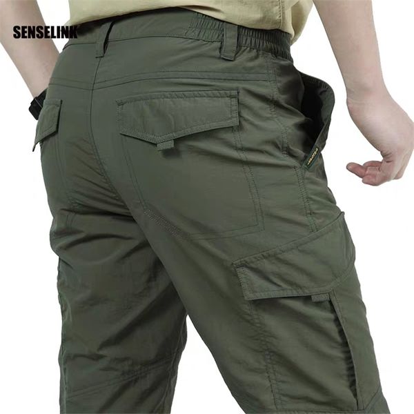 

men's lightweight tactical multi pocket outdoor cargo pants breathable casual army military male waterproof quick dry pants 211112, Black