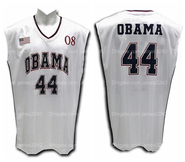 

custom barack obama 45th president #45 white sleeveless basketball jersey, Black