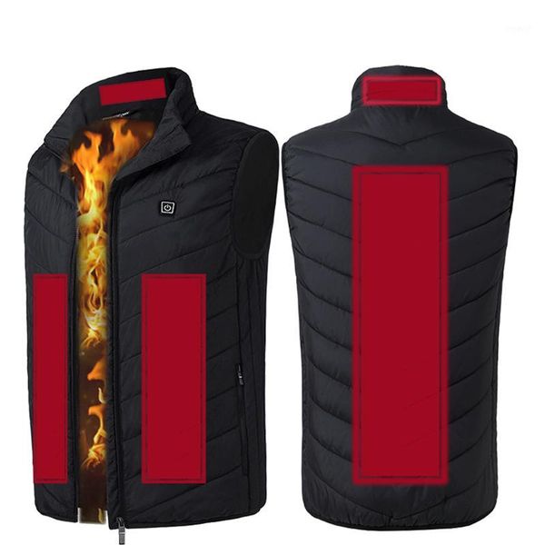 

outdoor t-shirts 2021 hiking vests men usb infrared 4 places heating vest jacket winter flexible electric thermal clothing waistcoat1, Gray;blue