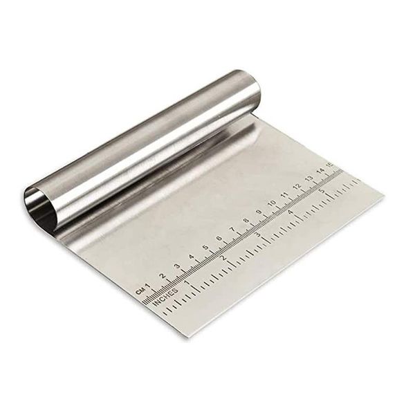 

baking & pastry tools stainless steel dough scraper pizza cutter smoother with measuring scale spatulas decoration kitchen