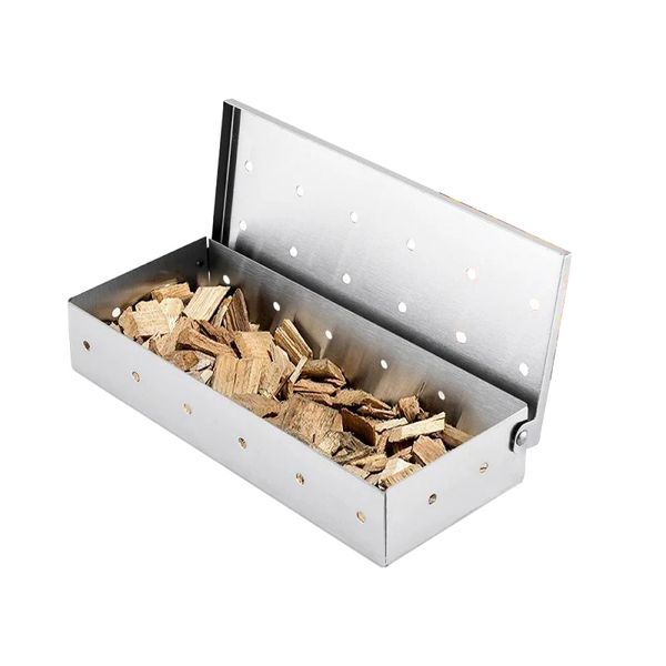 Smoker Box BBQ Werkzeuge Holz Chips Für Indoor Outdoor Holzkohle Gas Grill Grill Fleisch Infundiert Rauch Geschmack Zubehör Smokers Box