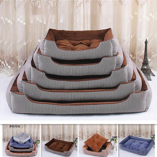 

kennels & pens 1pc pet large dog blanket bed washable house puppy cushion nest stripe with mat warm kennel easy to clean pad