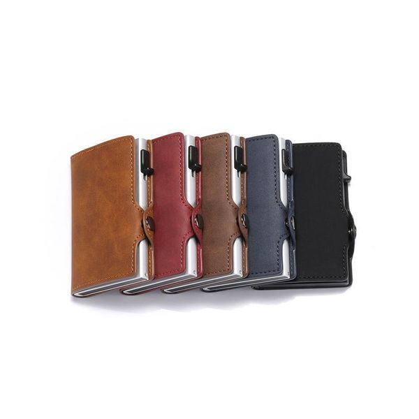 

bycobecy rfid blocking credit card holder wallet men bank business id cardholder metal case protector minimalist slim cr jllrqr