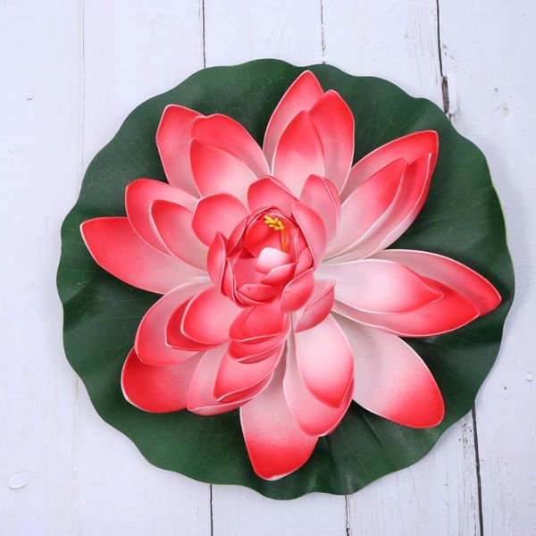

1pc artificial floating water lily simulation lotus flower pond decor 28cm red