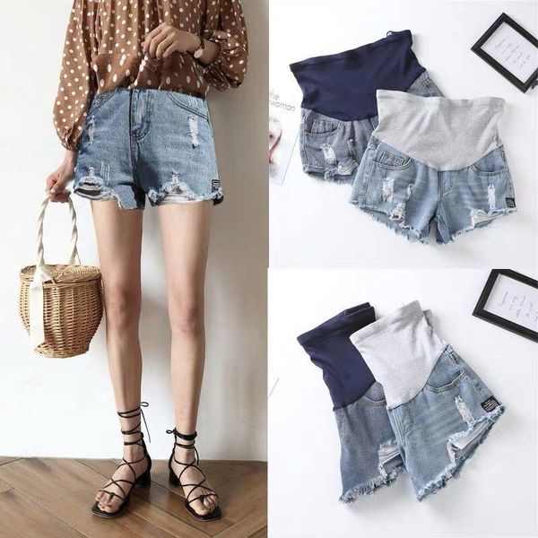 

maternity bottoms pregnant women pants jean shorts summer fashion wear, White