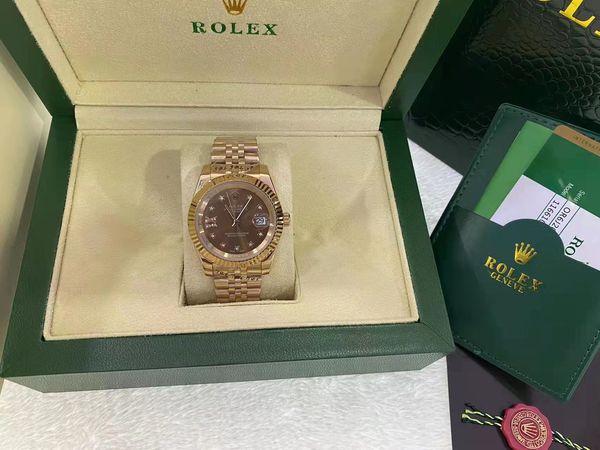

2022 with original box luxury watches 41mm 18k gold dark rhodium index dial automatic fashion brand men's watch wristwatch, Slivery;brown
