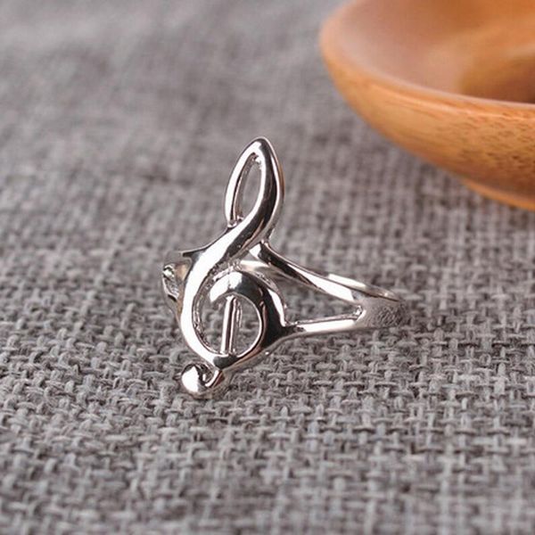 

cluster rings 1pc treble clef ring fashion cute silver color musical music note jewelry gift, Golden;silver