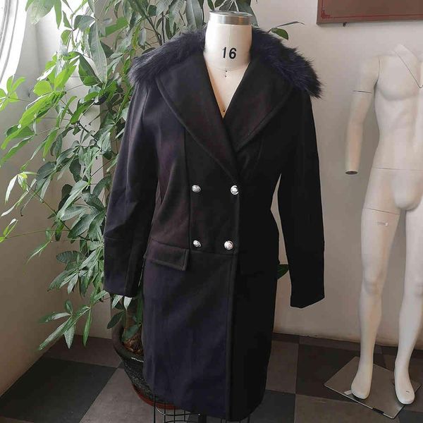 Designer Uomo Trench in lana Collo in pelliccia sintetica Moda Inverno Business Lungo spesso Slim Fit Cappotto soprabito Parka Abbigliamento uomo Taglie forti 4XL