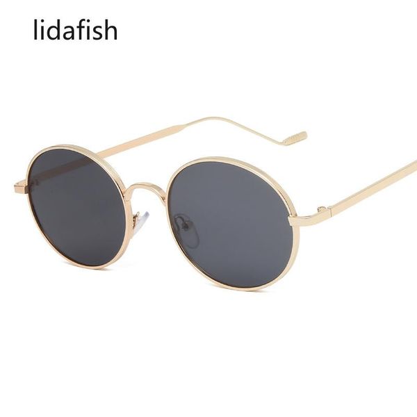 

sunglasses lidafish metal frame retro vintage oval women men trend street ocean water lens fashion gradient unisex, White;black
