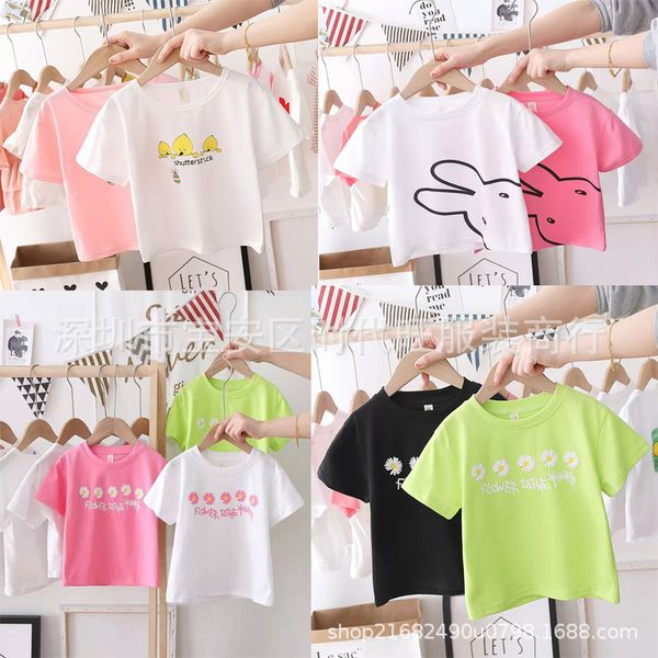 

new short summer children's sleeve t-shirt 5 yuan, Black;white