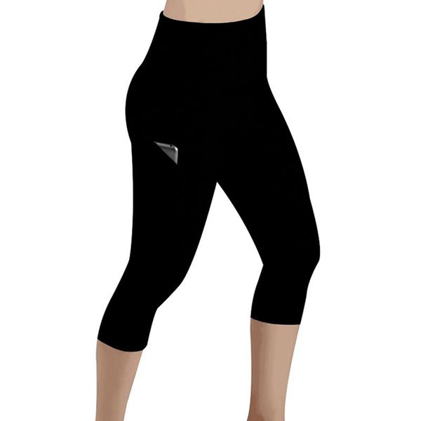 

style tail women high casual fitness leggins elastic push up jogging legging with pocket cropped broek bigsweety, Black