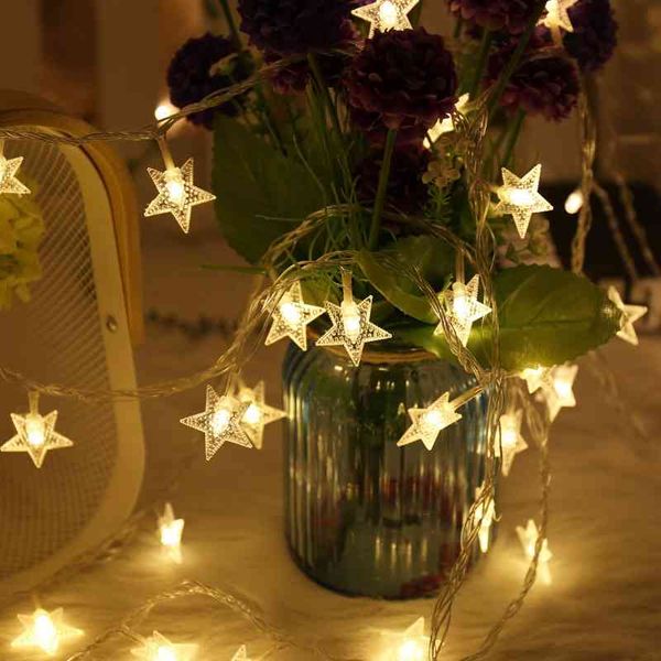 

led christmas flashing star decorative lights, wedding room, battery light string