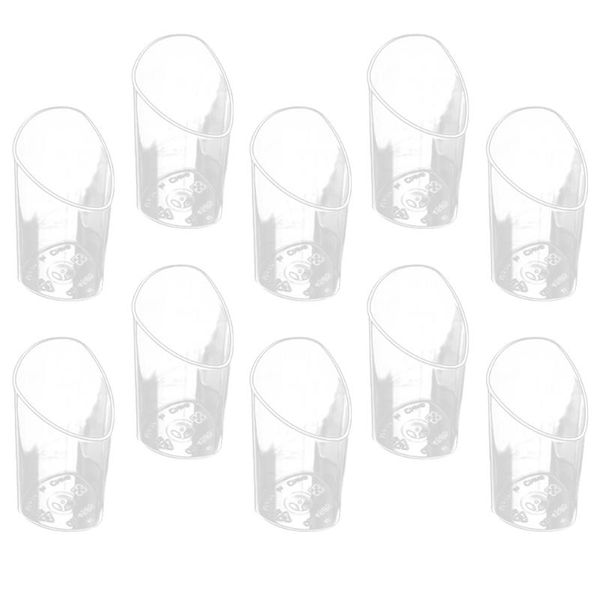 

disposable cups & straws 20pcs mini dessert elegant clear slanted appetizer for party (white)