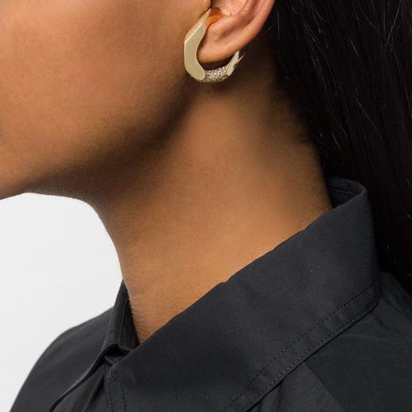 

hbp fashion south korea dongdamen new metal curved surface irregular inlaid diamond u-shaped ear bone fashionable minority cochlear clip fem, Silver