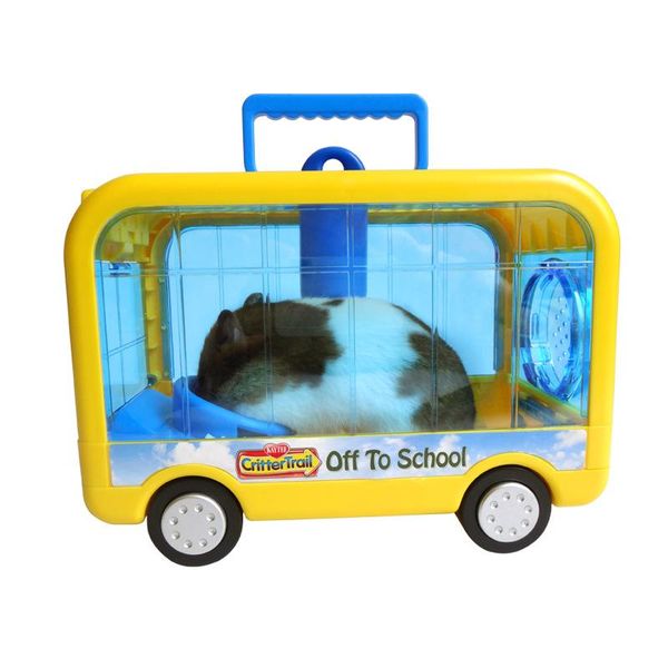 

small animal supplies hamster cage big fashion bus house two-color outdoor portable pet carrier hedgehog guinea pig accessories