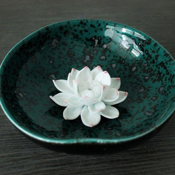 

fragrance lamps incense holder for sticks, ceramic handicraft burner bowl, coil lotus a qx2e