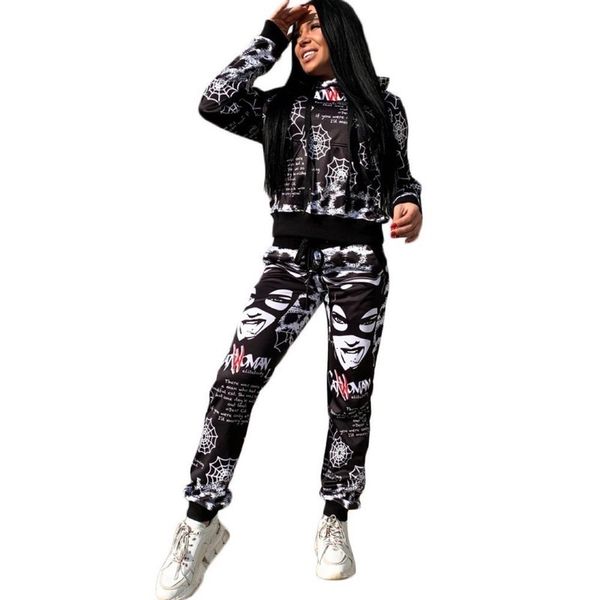 

tracksuits urban women's y9188 printed letter leisure sports two piece suit, Gray