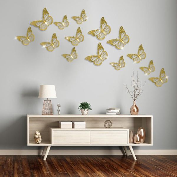 

wall stickers metal texture 3d stereoscopic hollow simulation butterfly 12 pcs