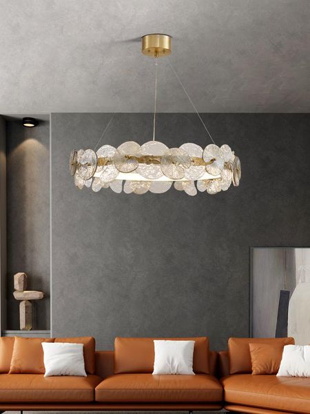 

pendant lamps postmodern light luxury chandelier living room hong kong style circular simple creative villa dining bedroom lamp