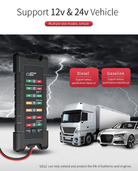

code readers & scan tools obd2 resder car battery tester 12/24v cigarette lighter fault dtector diesel and gasoline