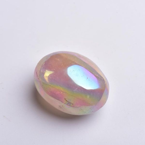

decorative objects & figurines 1pc natural pink rose quartz electroplating original stone egg-shaped crystal therapeutic ball gemstone