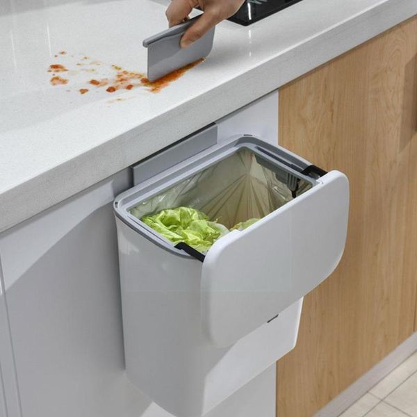 

waste bins 7l / 9l wall mounted trash can bin with lid garbage door dustbin recycle car cabinet rubbish hanging ki u6j8