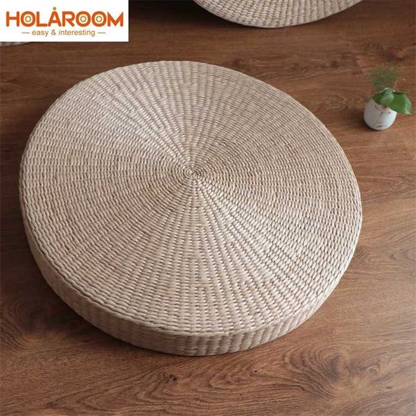 

30cm 40cm tatami cushion meditation cushions round straw weave handmade pillow floor chair seat mat home decor cojin redondo 211102