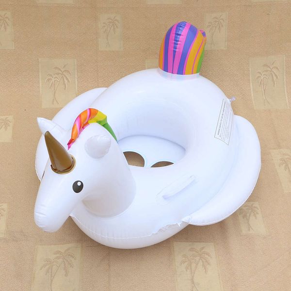 

inflatable unicorn seat pvc children's water swimming circle large white horse sitting, Blue
