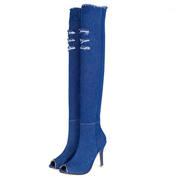 

boots over the knee women thigh high winter heels shoes tassel jean boot ladies plus size 411, Black