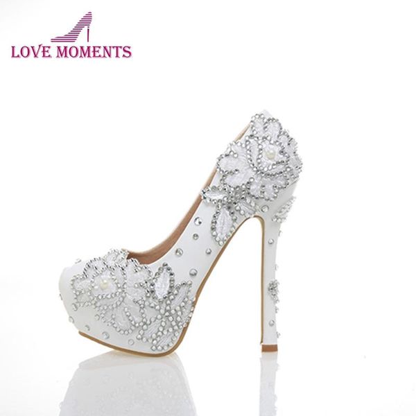 

dress shoes 2021 est designer elegant lace with rhinestone white party prom bridal wedding high heels handmake 4 inches platforms, Black