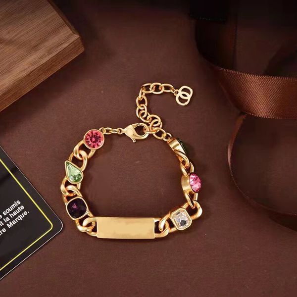 

fashion gold color diamond letter nameplate bracelet ladies for women party engagement jewelry, Black