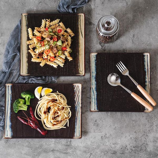 

dishes & plates ceramic flat dinner plate steak sushi pasta dessert rectangle retro japanese pratos de jantar tableware di50cp