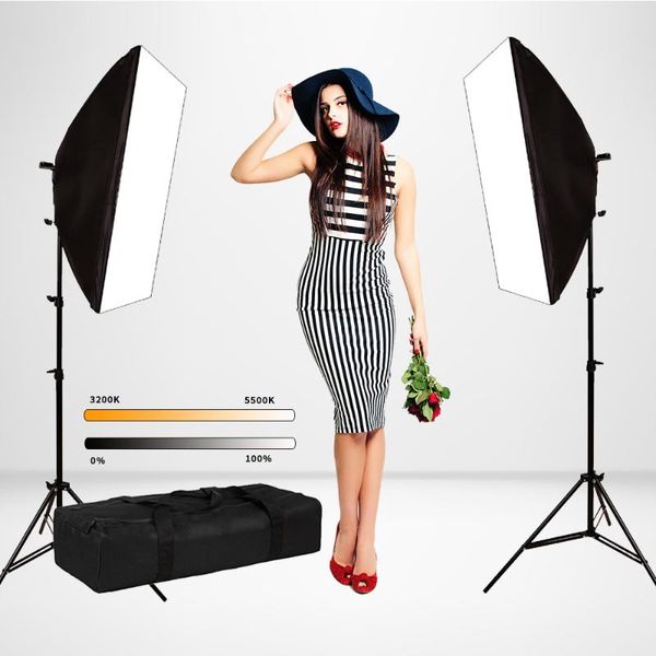 

flash heads gskaiwen pography bi-color 3200k-5500k dimmable led video lamp studio light set with softbox tripod pographic fill