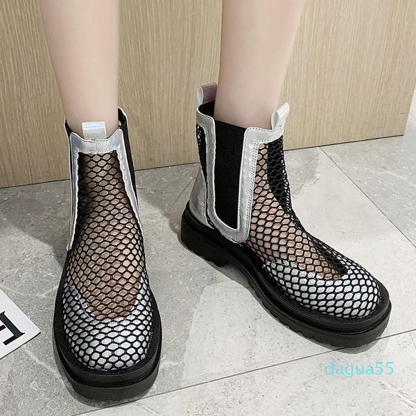 

breathable mesh platform sandals women casual elastic, Black