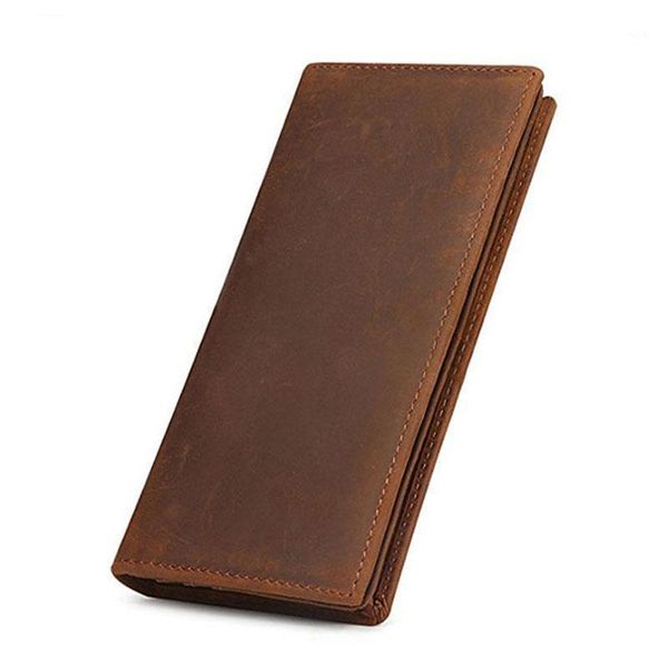 

mens genuine leather bifold wallet long purse men phone christmas gift cow wallets1, Red;black