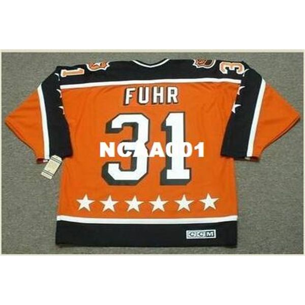 

001 #31 grant fuhr 1984 campbell "all star" ccm vintage retro home hockey jersey or custom any name or number retro jersey, Black