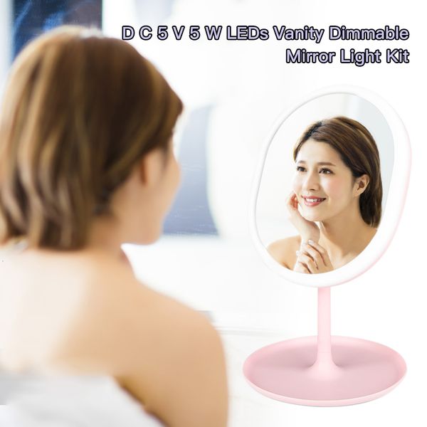 

2021 new dc5v 5w makeup with led foot display sensitive to retro-lit vanity mirror touch adjustable light desk mirrors cosmetic f64o