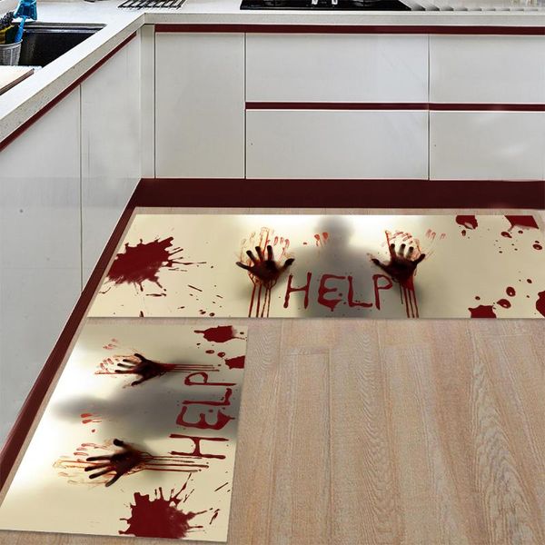 

cushion/decorative pillow kitchen mat anti-slip halloween help horror blood splash scary printed carpet doormat hallway bath living room