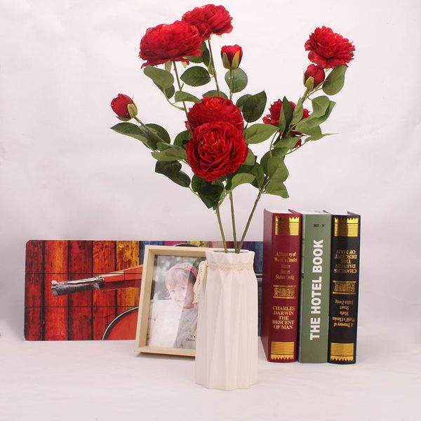 

3 heads artificial silk flowers rose peony bouquet fake flower home party spring wedding decoration flores fall decoration
