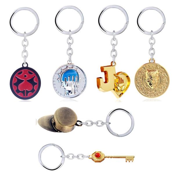 

keychains jojos bizarre adventure keychain metal killer queen keyring holder higashikata josuke women men jewelry llaveros, Silver