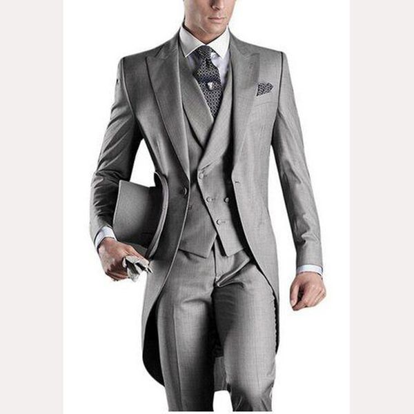 

men's suits & blazers groom slim fit men suit tailcoats light grey custom prom groomsmen mens suits wedding tuxedo ( jacket+pants+, White;black