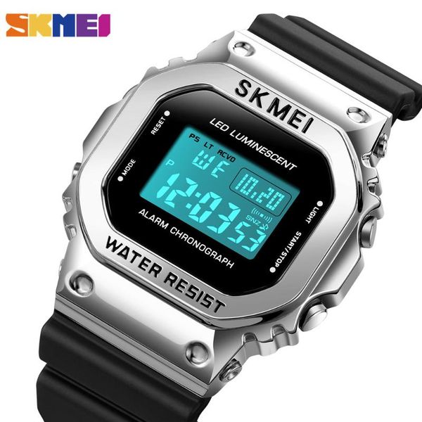 

wristwatches skmei fashion led light digital sport watch men 3bar waterproof chrono alarm watches date week clock reloj hombre 1851, Slivery;brown