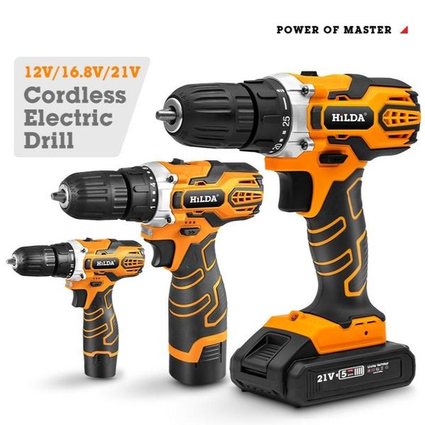 

professiona electric drills 12v/16.8v/21v li battery drill cordless percussion led rechargeable screwdriver handheld power